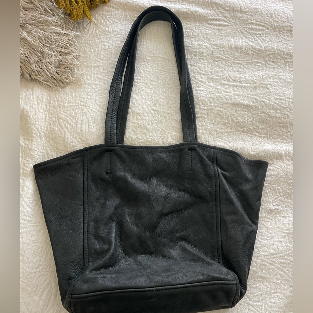Bowes and Adams Black genuine Leather Tote Bag